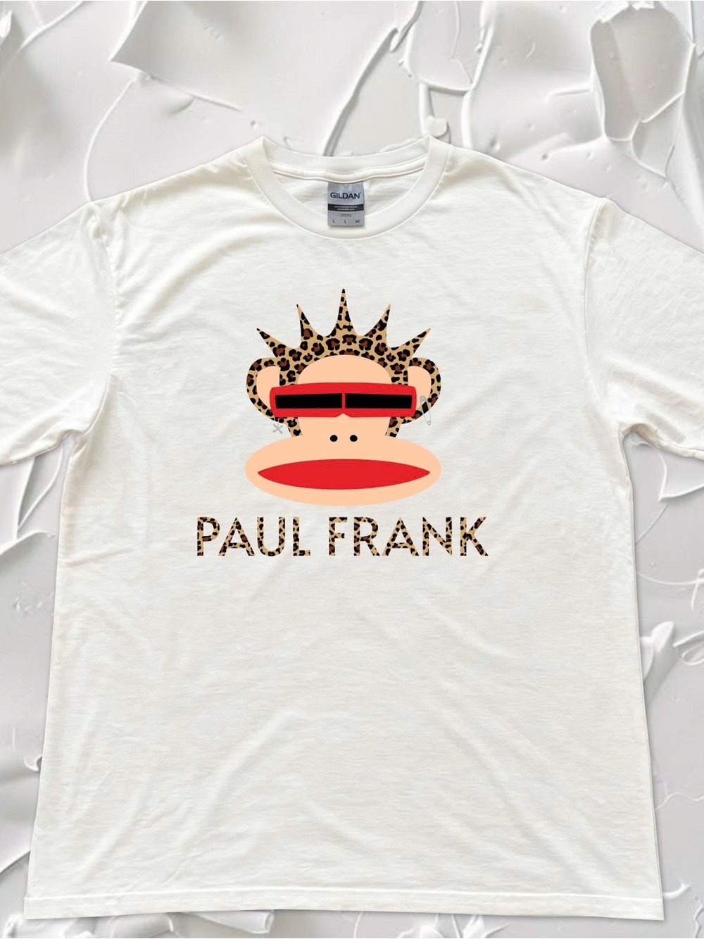Paul Monkey With Leopard Design Graphic Gildan White Tshirt